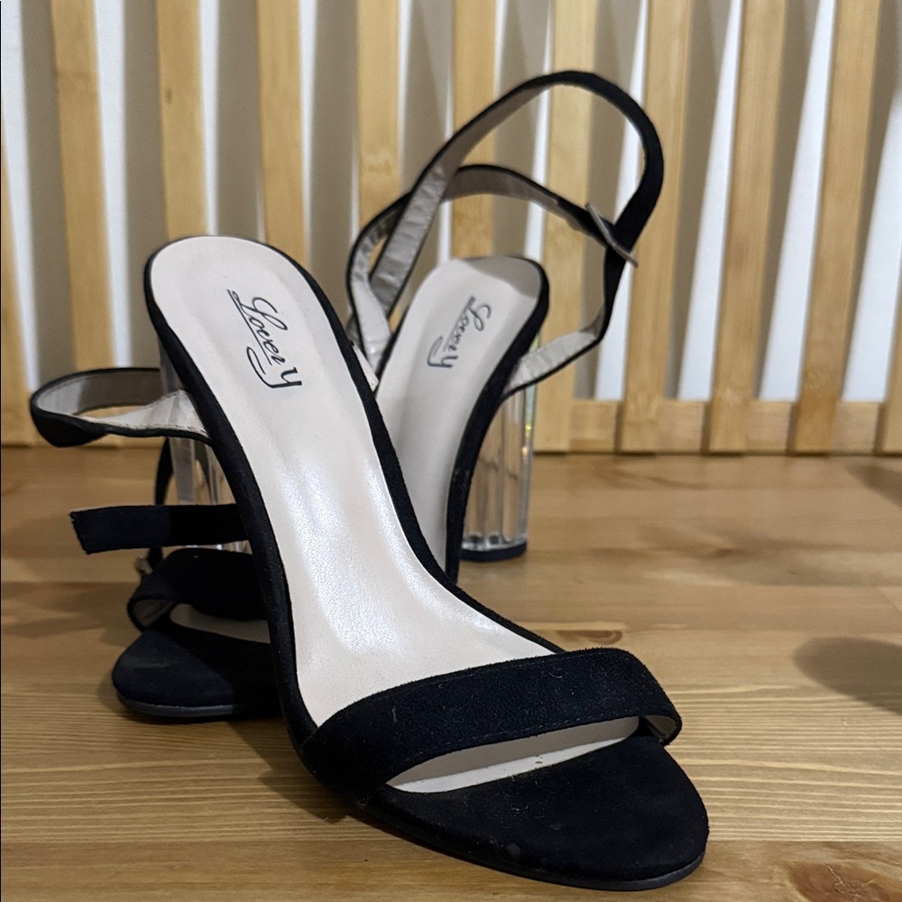 Sleek Black Heels with Clear Accents by Glaze